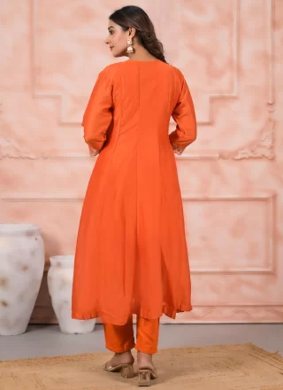 Aristocratic Orange Silk Salwar Suit
