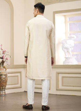 Art Banarasi Silk Kurta Pyjama In Beige
