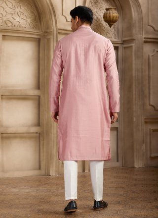 Art Banarasi Silk Kurta Pyjama In Pink Color