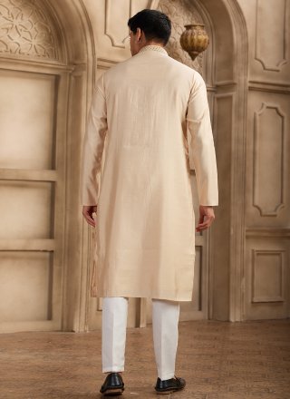 Art Banarasi Silk Kurta Pyjama with Mirror and Plain Work