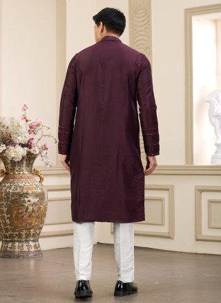 Art Banarasi Silk Kurta Pyjama with Mirror and Thread Work