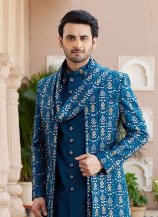 Art Silk Indo Western In Blue