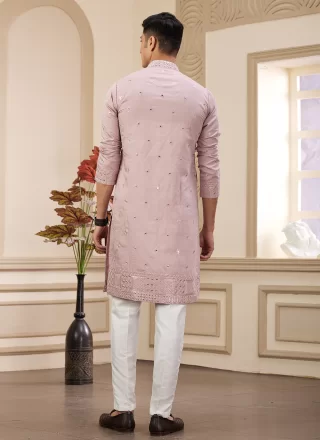 Art Silk Kurta Pyjama In Pink Color