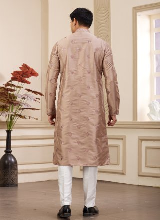Art Silk Kurta Pyjama with Machine Embroidery Work