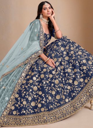 Art Silk Lehenga Choli In Teal