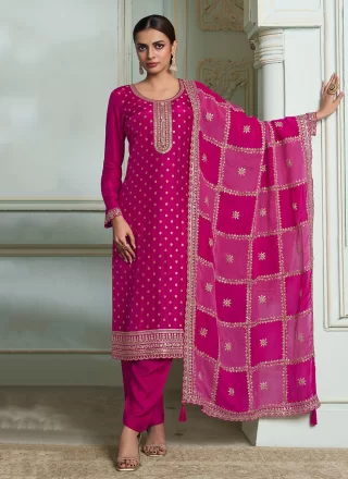 Art Silk Salwar Suit with Embroidered Work