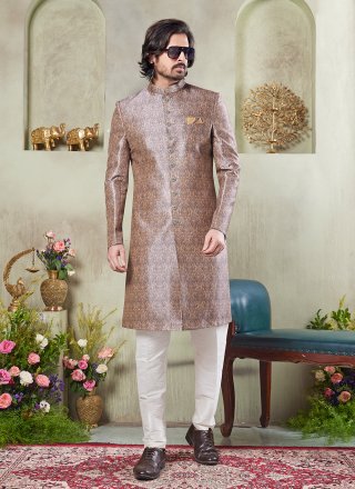 Art Silk Sherwani Mens Wear with Digital Print Work