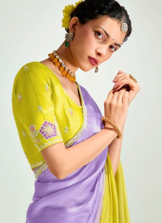 Artistic Lavender Organza Shaded Saree