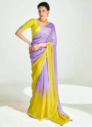 Artistic Lavender Organza Shaded Saree
