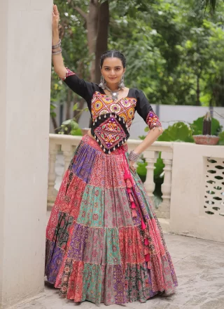 Auspicious Multi Colour Cotton Lehenga Choli