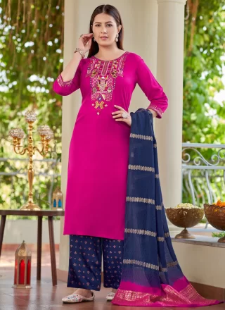 Awesome Fuchsia Rayon Salwar Suit