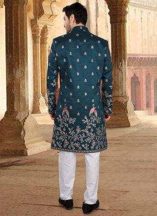 Awesome Morpeach Silk Sherwani