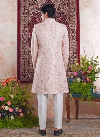 Banarasi Jacquard Indo Western In Pink