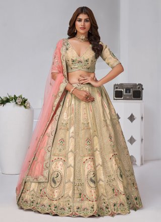 Banarasi Silk A - Line Lehenga Choli In Brown