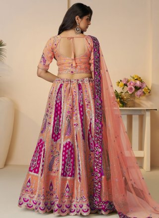 Banarasi Silk A - Line Lehenga Choli with Embroidered, Sequins, Thread and Zari Work