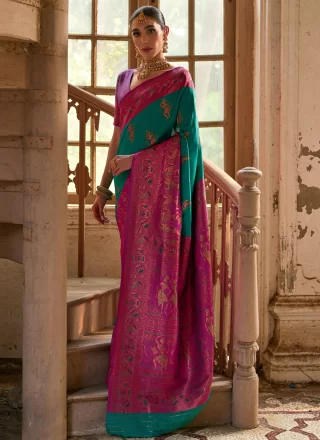 Banarasi Silk Designer Saree In Rama