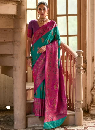 Banarasi Silk Designer Saree In Rama