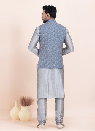 Banarasi Silk Kurta Payjama with Jacket with Jacquard Work