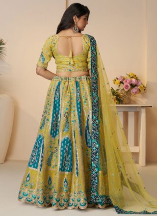 Banarasi Silk Lehenga Choli In Green Color