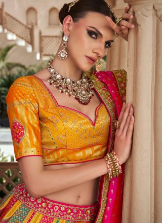 Banarasi Silk Lehenga Choli In Multi Colour