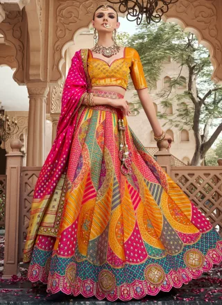 Banarasi Silk Lehenga Choli In Multi Colour