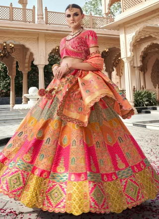 Banarasi Silk Lehenga Choli In Multi Colour