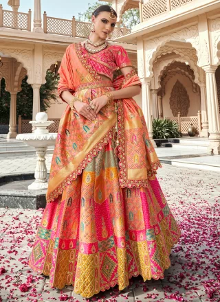 Banarasi Silk Lehenga Choli In Multi Colour