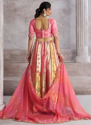 Banarasi Silk Lehenga Choli with Cut, Embroidered, Stone, Thread and Zari Work