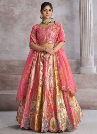 Banarasi Silk Lehenga Choli with Cut, Embroidered, Stone, Thread and Zari Work