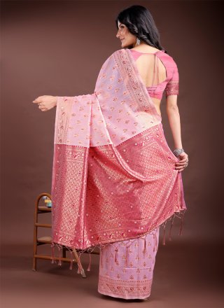 Baronial Magenta and Pink Cotton Trendy Saree