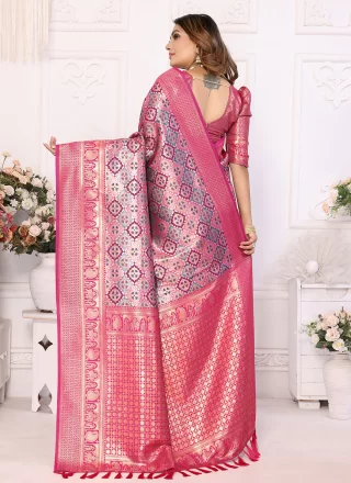 Baronial Pink Banarasi Silk Trendy Saree