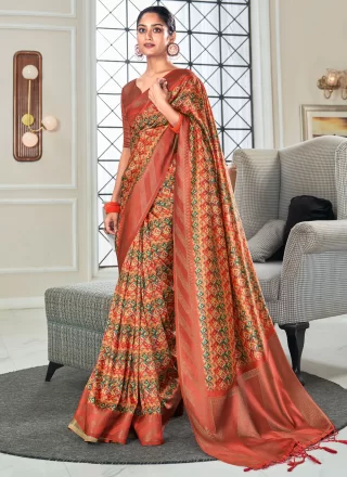 Beautiful Crimson and Red Handloom Silk Trendy Saree