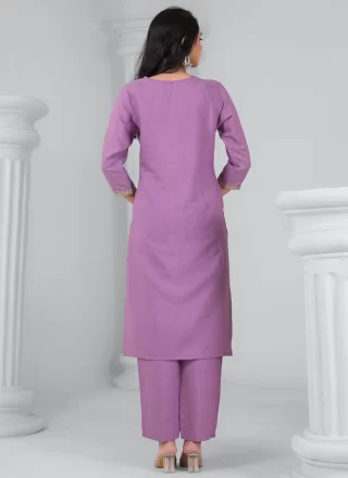 Beautiful Mauve Rayon Salwar Suit with Embroidered, Sequins, Thread and Zari Work