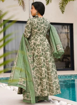 Beige Cotton Readymade Salwar Suit