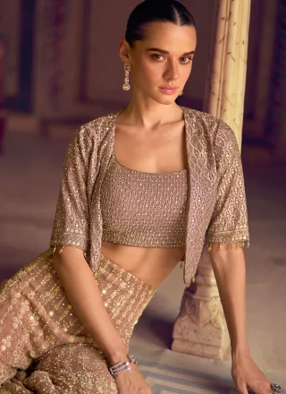 Beige Georgette Readymade Salwar Suit