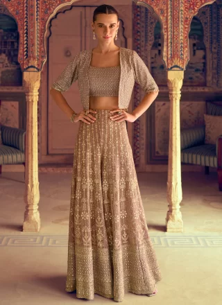 Beige Georgette Readymade Salwar Suit