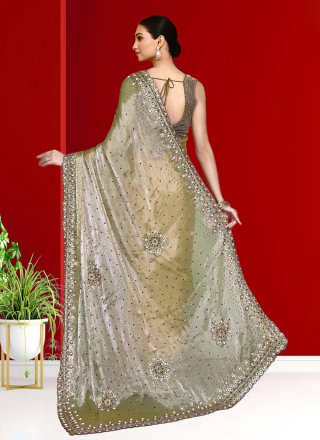 Beige JIMMY CHU Hand Work Contemporary Saree