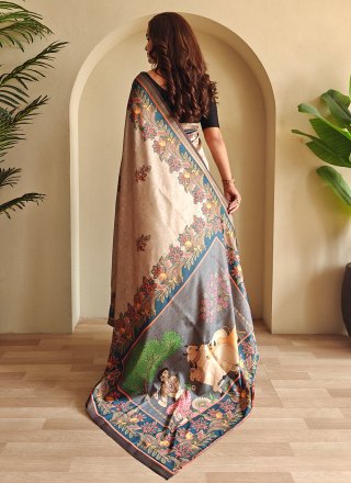 Beige Silk Classic Saree