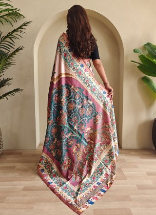 Beige Silk Classic Saree with Print Work