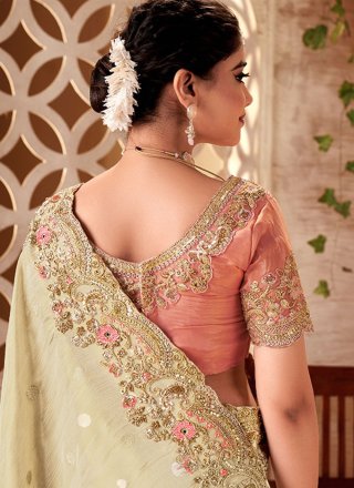 Beige Tissue Classic Saree with Beads, Booti, Embroidered, Jacquard, Resham, Sequins, Stone and Zari Work Beige Tissue Classic Saree with Beads, Booti, Embroidered, Jacquard, Resham, Sequins, Stone and Zari Work