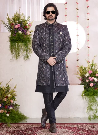 Black Art Silk Indo Western