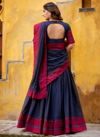 Black Chanderi Lehenga Choli with Thread Work for Ceremonial