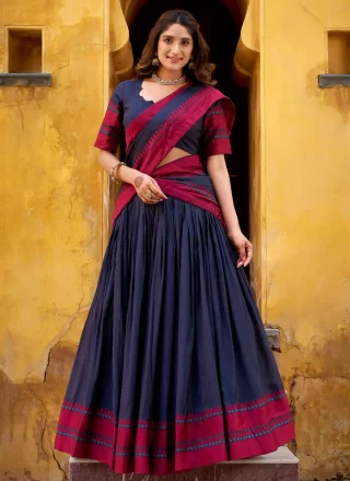 Black Chanderi Lehenga Choli with Thread Work for Ceremonial