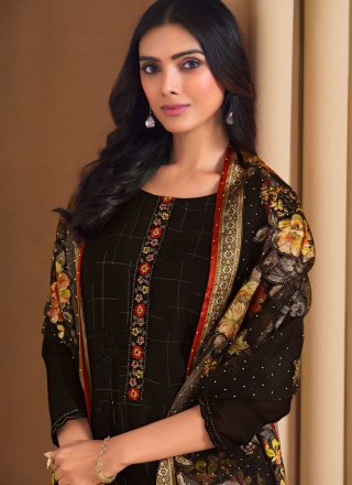 Black Chiffon Pant Style Suit