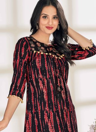 Black Cotton Designer Kurti