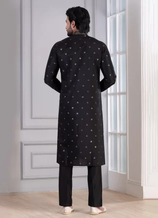 Black Cotton Kurta Pyjama