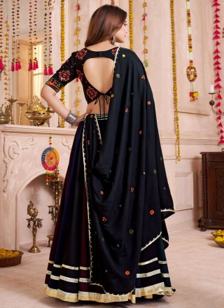 Black Cotton Lace Work Readymade Lehenga Choli