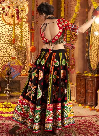 Black Cotton Readymade Lehenga Choli