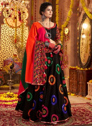 Black Cotton Readymade Lehenga Choli