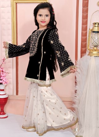 Black Cotton Silk Readymade Salwar Suit